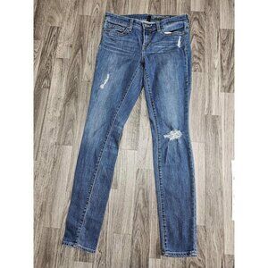Gap 1969 Premium Super Skinny Jeans Womens 4 27R Blue Denim Stretch Distressed